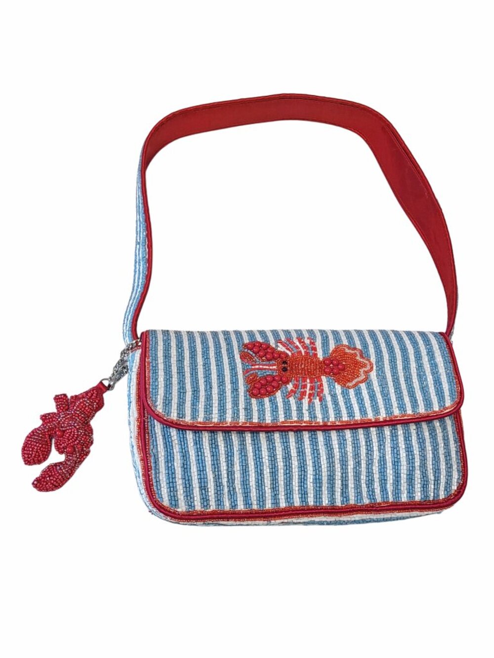 Viral Beaded Lobster Stripe Nautical Bag